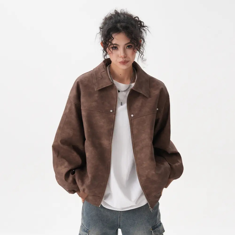 Soulmate Retro Brown Couple Coat - Loose Maillard Jacket for Lovers Friends & Twin Flames