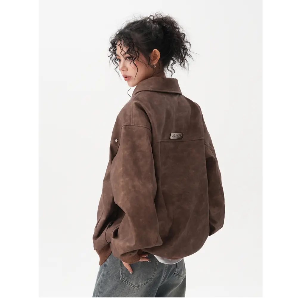 Soulmate Retro Brown Couple Coat - Loose Maillard Jacket for Lovers Friends & Twin Flames