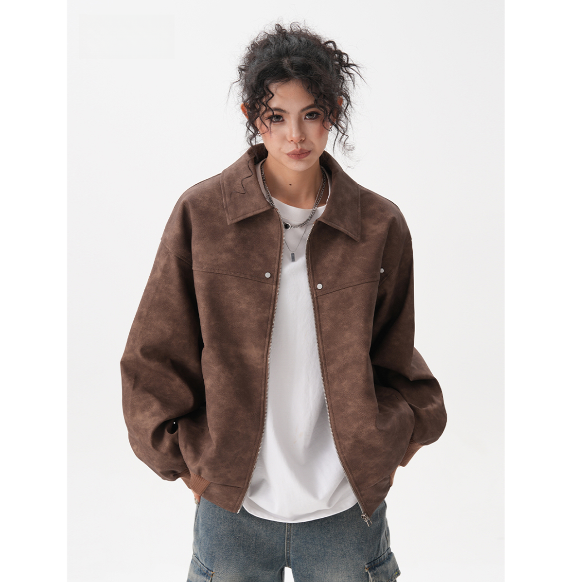 Soulmate Retro Brown Couple Coat - Loose Maillard Jacket for Lovers Friends & Twin Flames