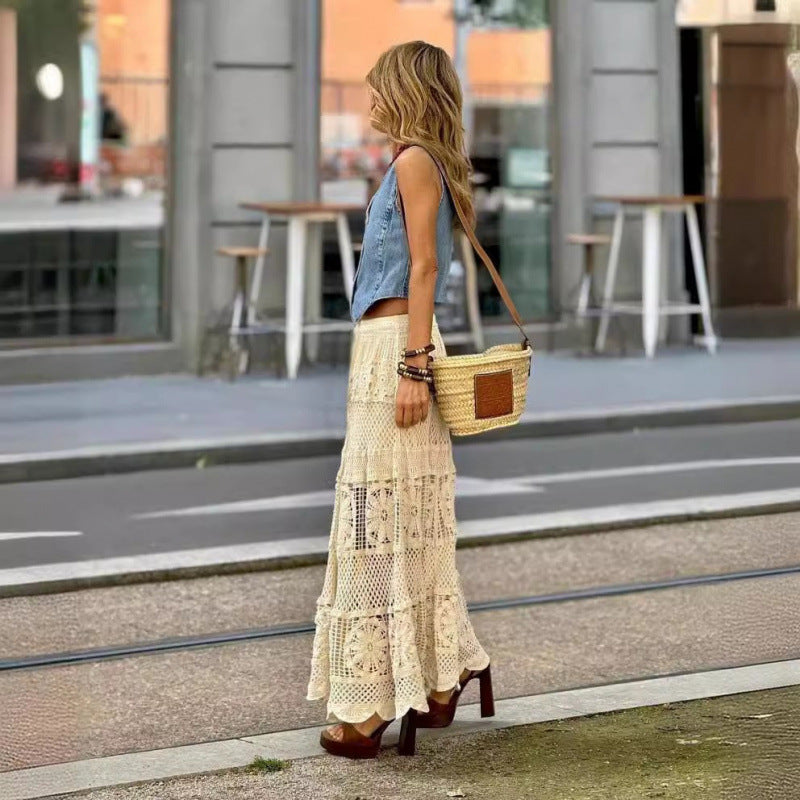 Soulmate Skirt - Romantic A-Line Crochet Lace Skirt for Lovers & Friends | Wear Your Story - Apricot / Free Size - Skirt
