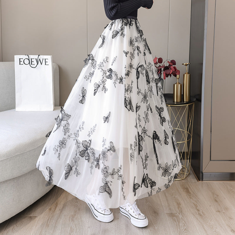 Soulmate Skirt - Romantic Embroidered Bow Lace Mesh Skirt for Lovers & Friends | Dreamy Midi Tutu Skirt - Skirt