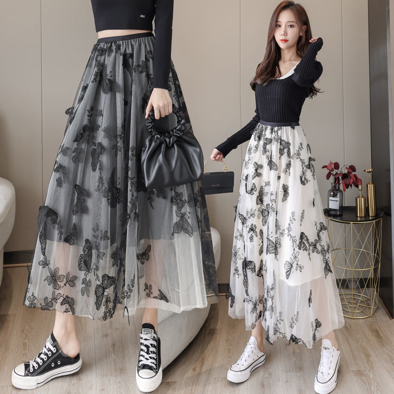 Soulmate Skirt - Romantic Embroidered Bow Lace Mesh Skirt for Lovers & Friends | Dreamy Midi Tutu Skirt - Skirt