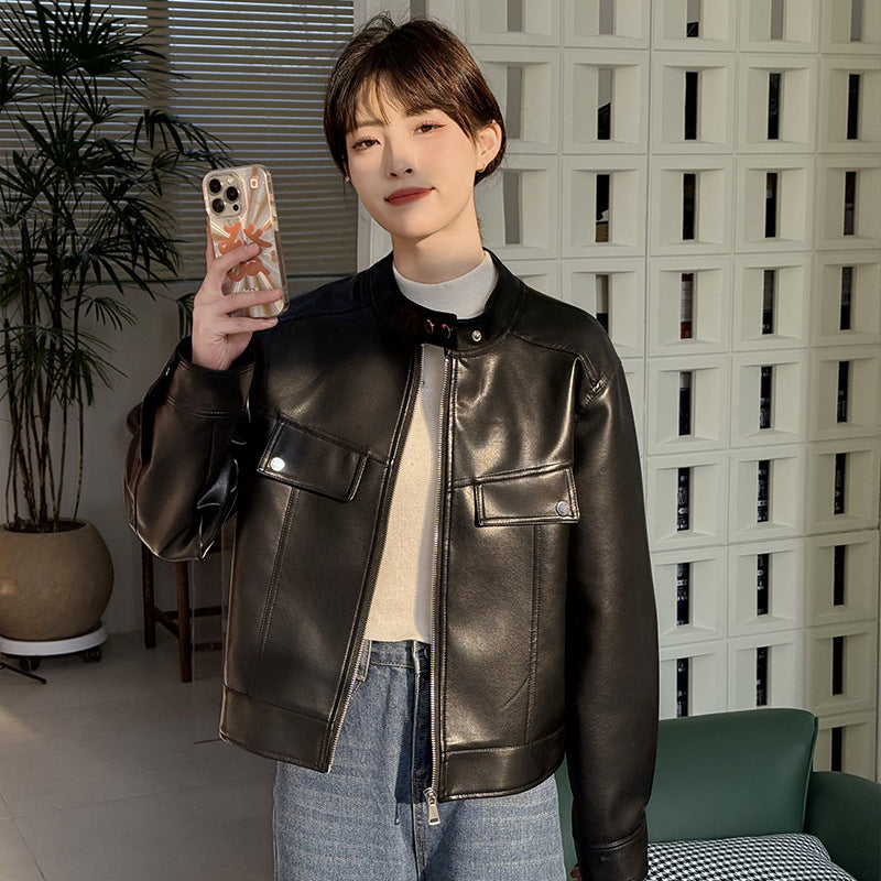 Soulmate Slimming Leather Coat – Spring & Autumn Casual - Black / L