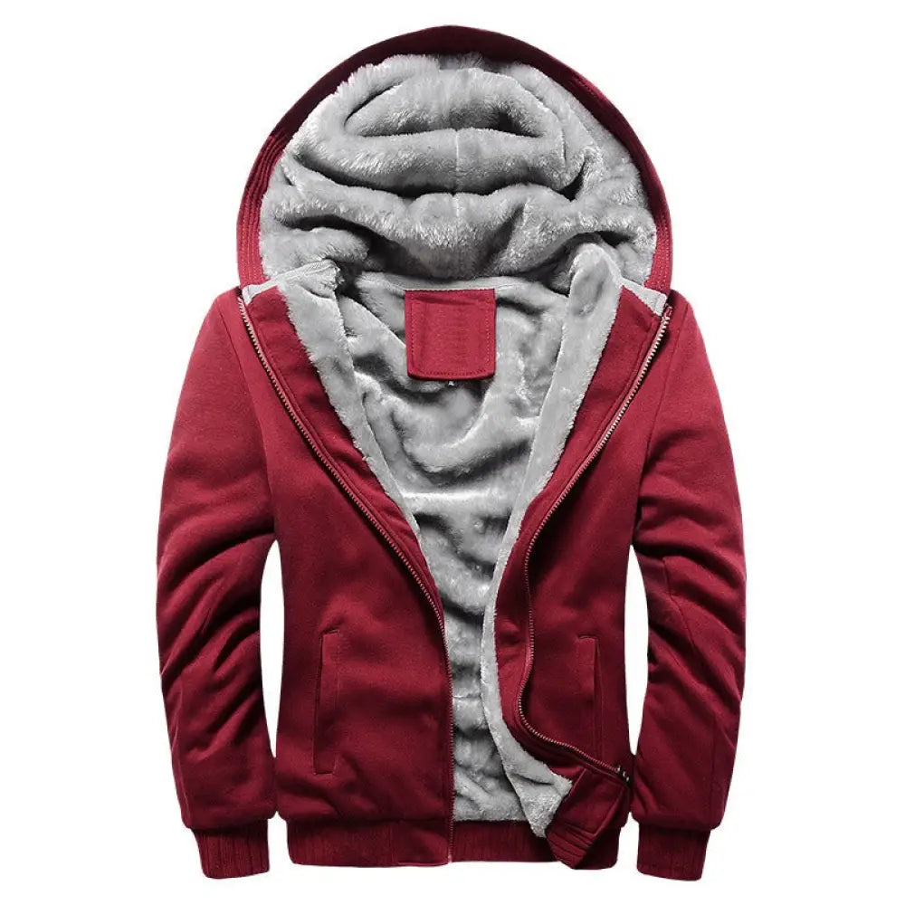 Soulmate Streetwear Men’s Velvet Hoodie – Korean Baseball Jacket same ANTHEM. - Red / S