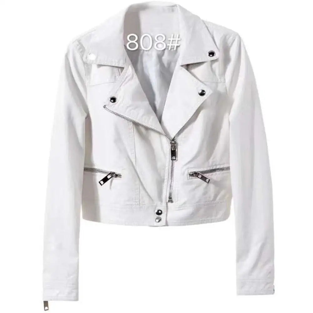 Soulmate Synthetic Leather Jacket - Korean Style Short Slim Motorcycle Jacket for Lovers Friends & Twin Flames