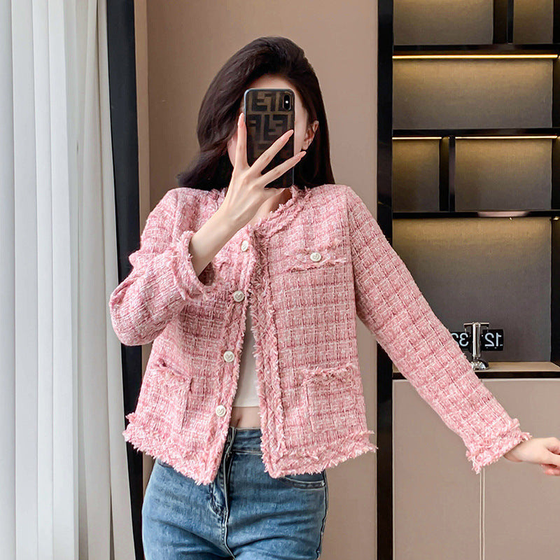 Soulmate Tweed Cardigan Coat - Classic Couple’s Style for Lovers Friends & Twin Flames - Pink / L