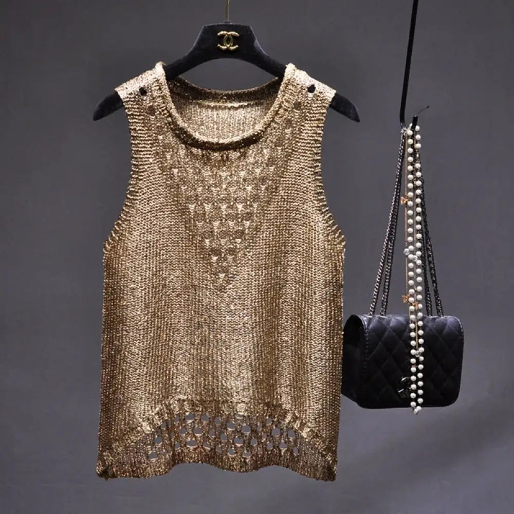 Sparkling Sequins Silk Sleeveless Top – dreamy chic streetwear | same ANTHEM.
