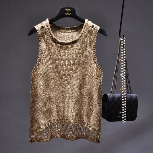 Sparkling Sequins Silk Sleeveless Top – dreamy chic streetwear | same ANTHEM.