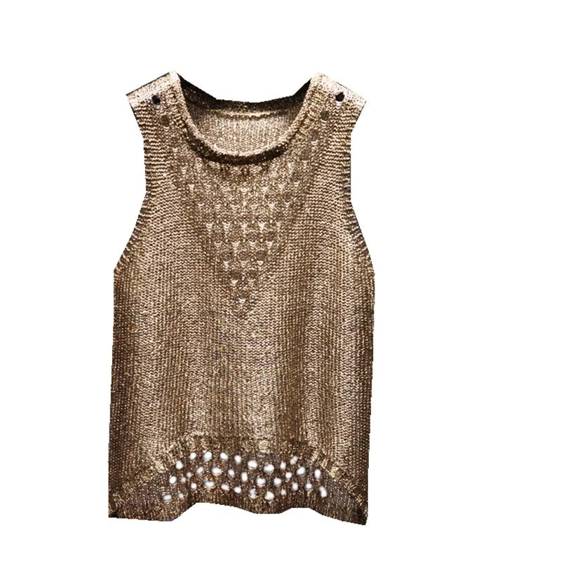 Sparkling Sequins Silk Sleeveless Top – dreamy chic streetwear | same ANTHEM.