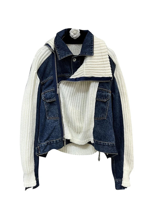 Spliced Denim Knit Cardigan Coat – same ANTHEM | Soulmate Streetwear
