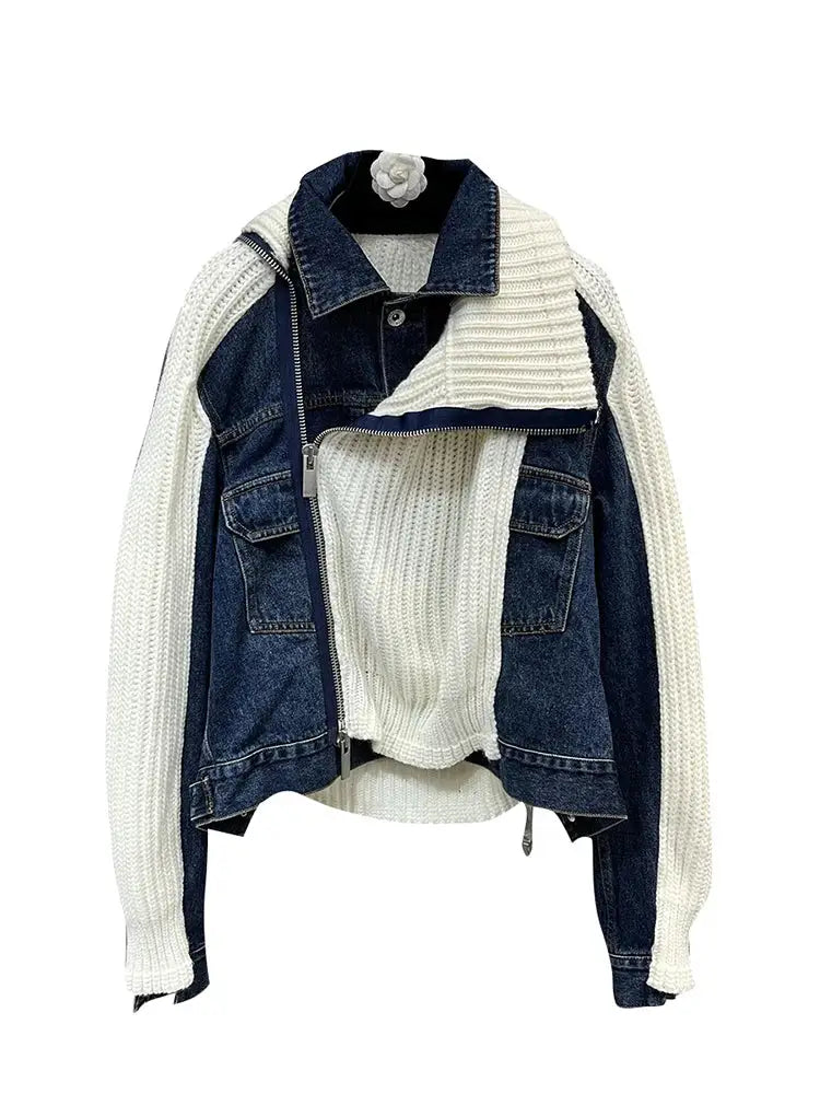 Spliced Denim Knit Cardigan Coat – same ANTHEM | Soulmate Streetwear