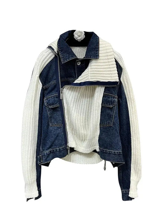 Spliced Denim Knit Cardigan Coat – same ANTHEM | Soulmate Streetwear