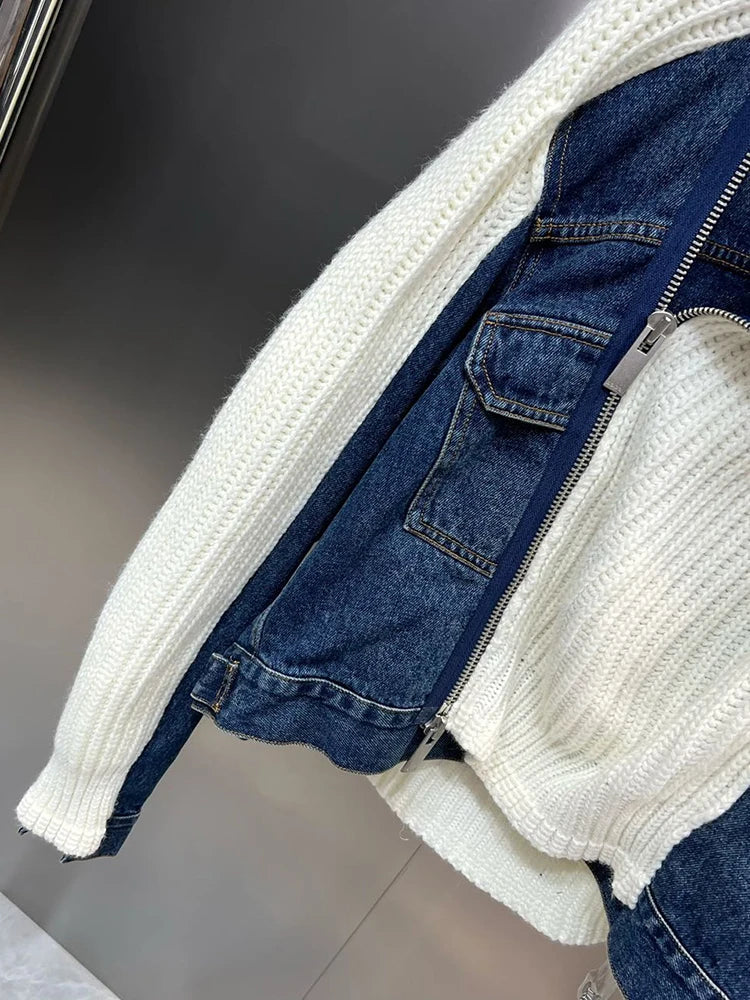 Spliced Denim Knit Cardigan Coat – same ANTHEM | Soulmate Streetwear