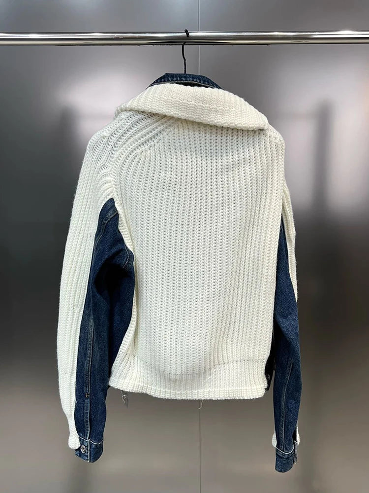 Spliced Denim Knit Cardigan Coat – same ANTHEM | Soulmate Streetwear