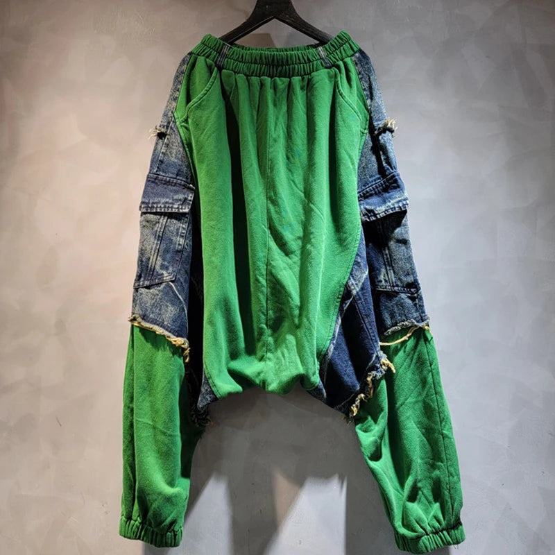Spliced Vintage Jacket & High Waist Pants Set | same ANTHEM