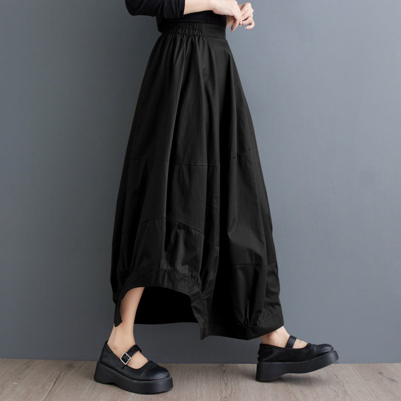 Splicing High Waisted Lantern Skirt | Loose Irregular Flower Bud Half Skirt | same ANTHEM - black / one size