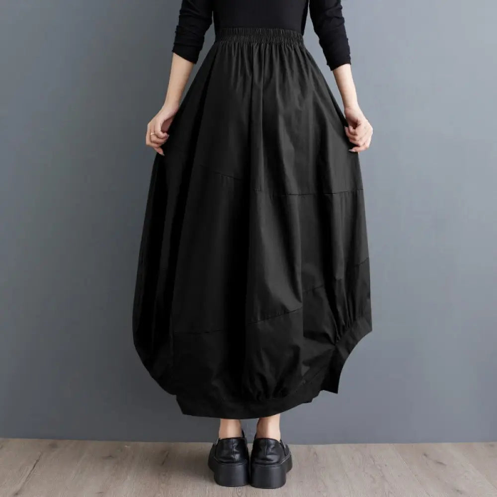 Splicing High Waisted Lantern Skirt | Loose Irregular Flower Bud Half Skirt | same ANTHEM