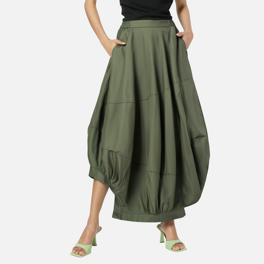 Splicing High Waisted Lantern Skirt | Loose Irregular Flower Bud Half Skirt | same ANTHEM
