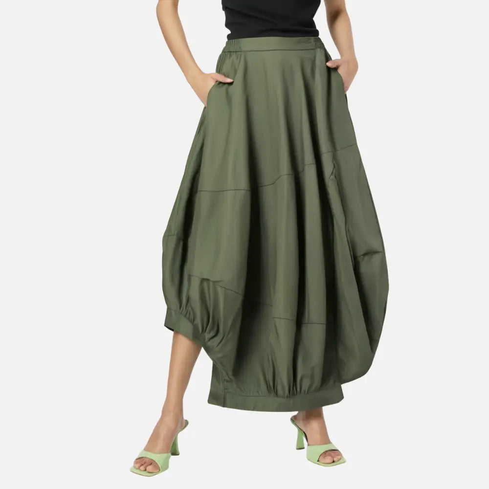 Splicing High Waisted Lantern Skirt | Loose Irregular Flower Bud Half Skirt | same ANTHEM
