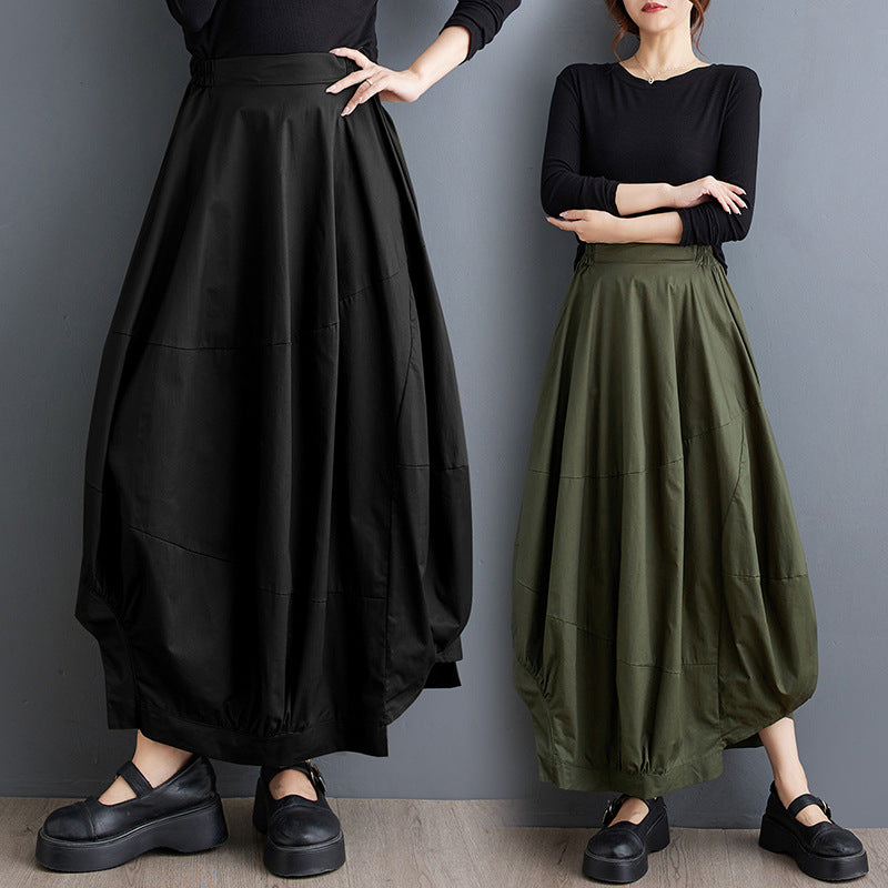 Splicing High Waisted Lantern Skirt | Loose Irregular Flower Bud Half Skirt | same ANTHEM