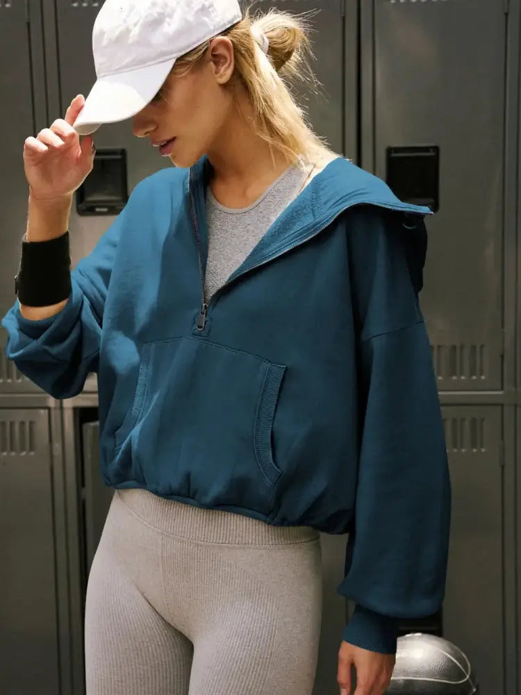 Sports Hoodie Jacket – Casual Chic Streetwear for Women | same ANTHEM - Deep Teal / M