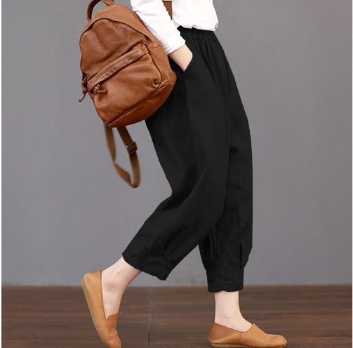 Spring Summer Casual Cotton Linen Pants – Chic & Loose | same ANTHEM - black / L - Pants