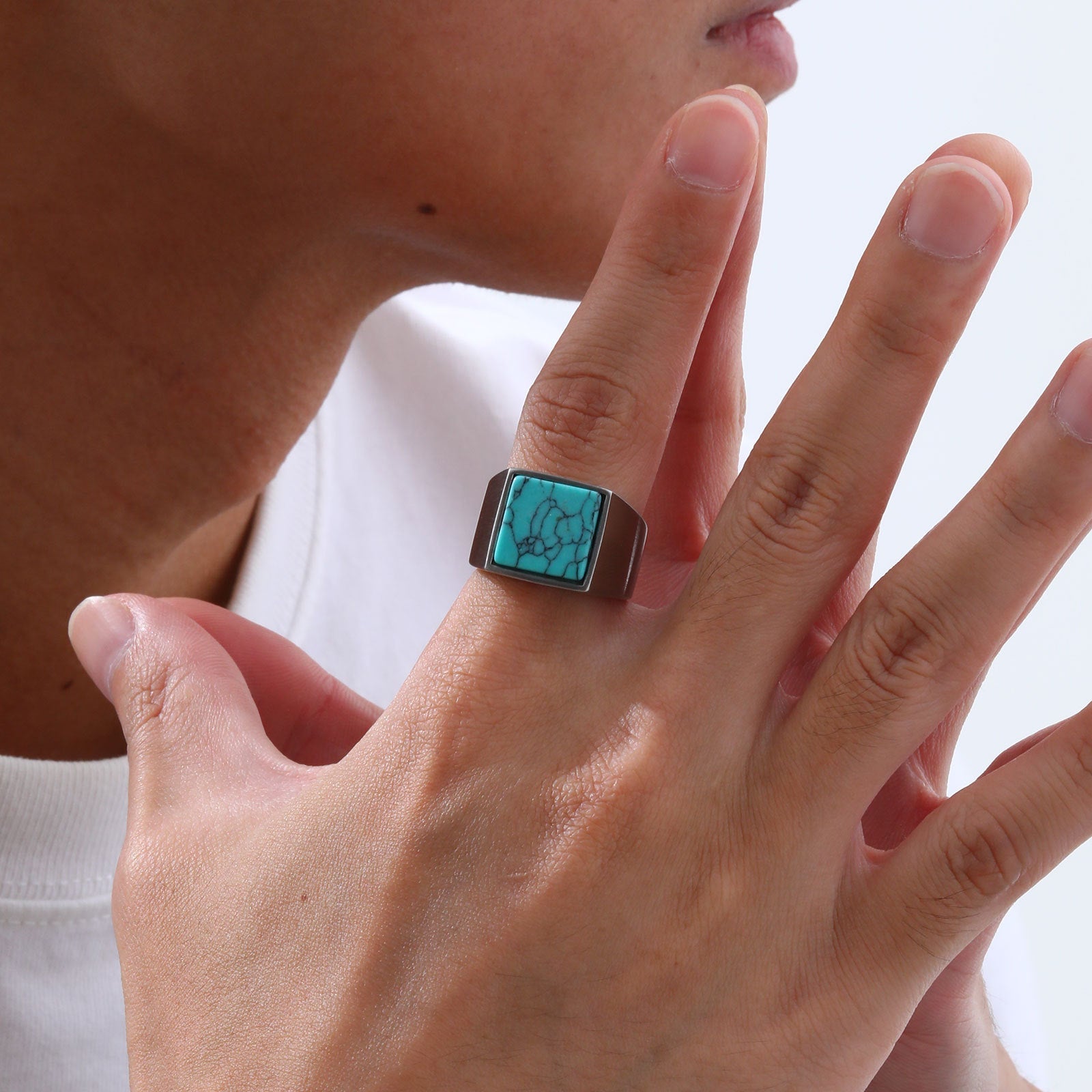 Square Seal Stainless Steel Ring – same ANTHEM. Statement Soulmate Jewelry for Men