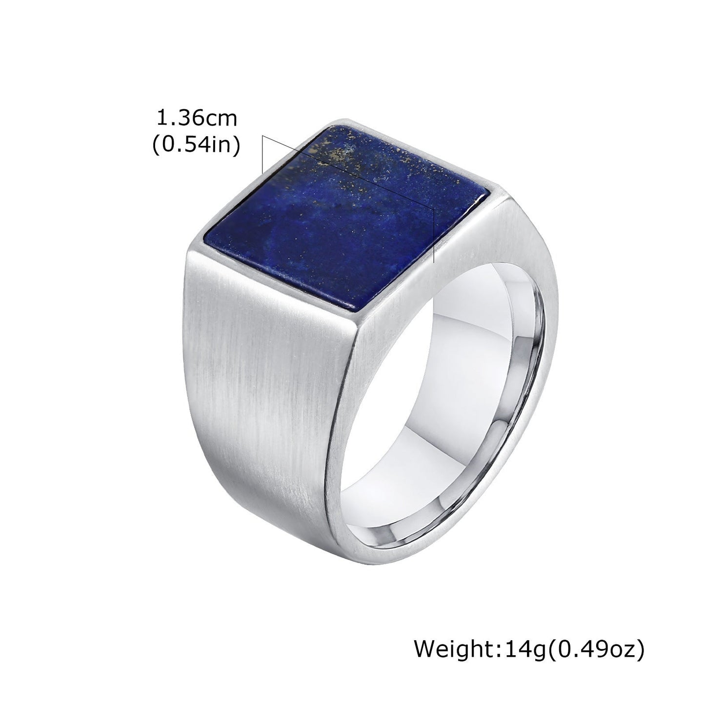 Square Seal Stainless Steel Ring – same ANTHEM. Statement Soulmate Jewelry for Men - Lapis Lazuli / US No10