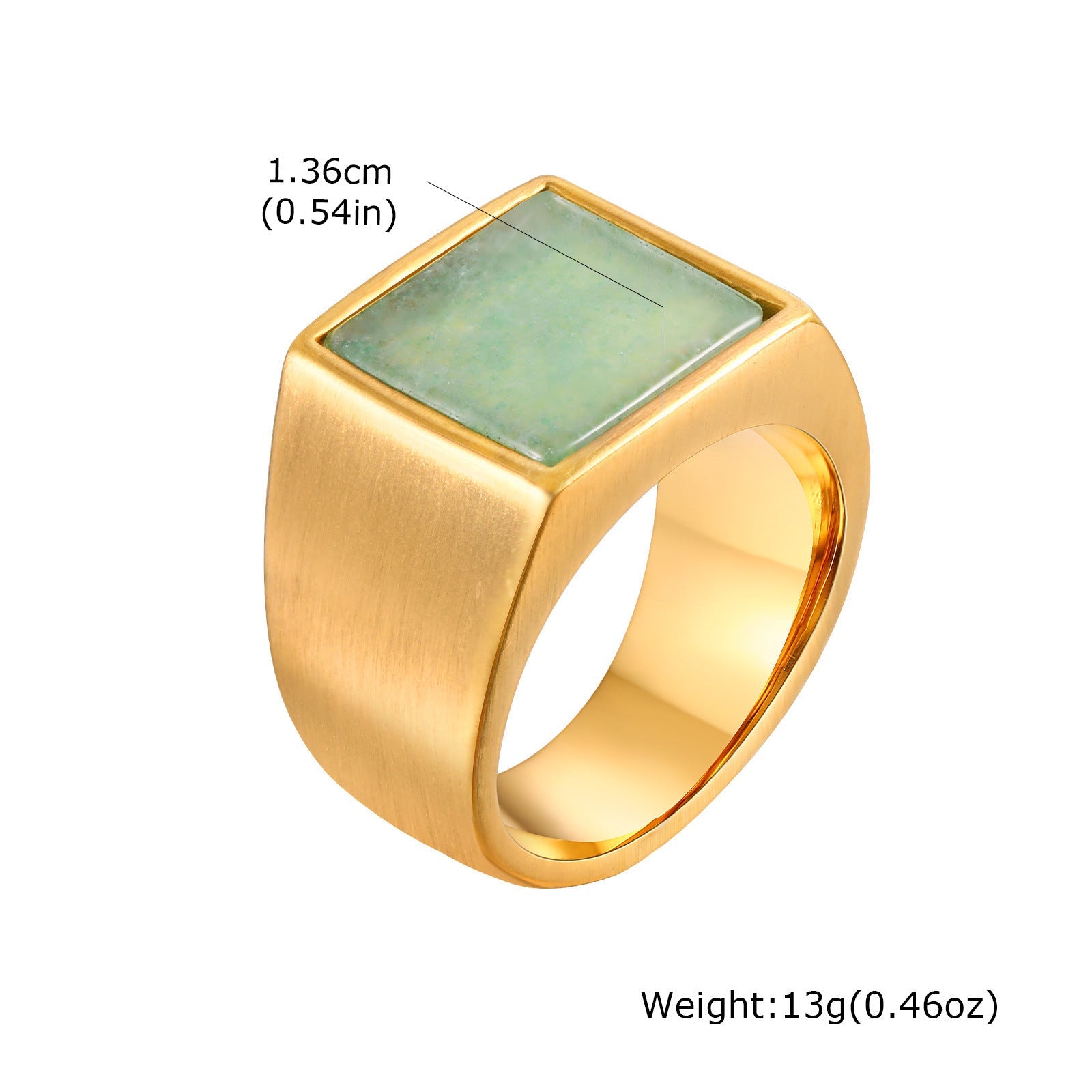Square Seal Stainless Steel Ring – same ANTHEM. Statement Soulmate Jewelry for Men - Aventurine / US No10