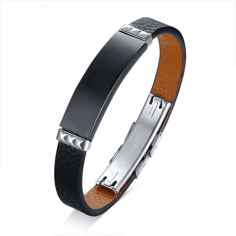 Stainless Steel Bent Leather Bracelet – same ANTHEM. Soulmate Streetwear for Men - Bracelet
