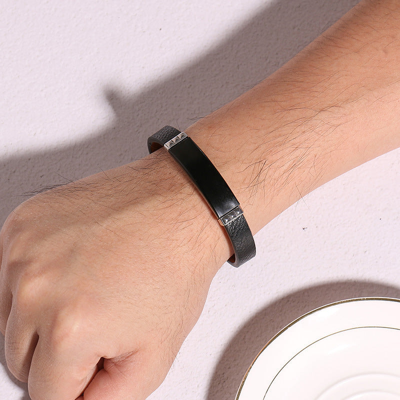 Stainless Steel Bent Leather Bracelet – same ANTHEM. Soulmate Streetwear for Men - Bracelet