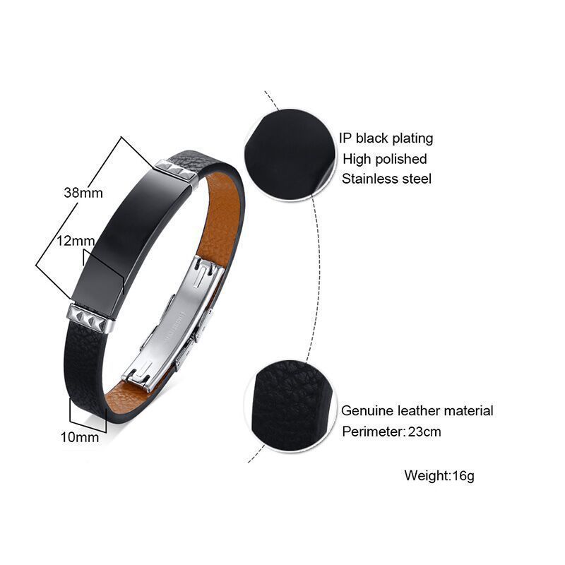 Stainless Steel Bent Leather Bracelet – same ANTHEM. Soulmate Streetwear for Men - Bracelet