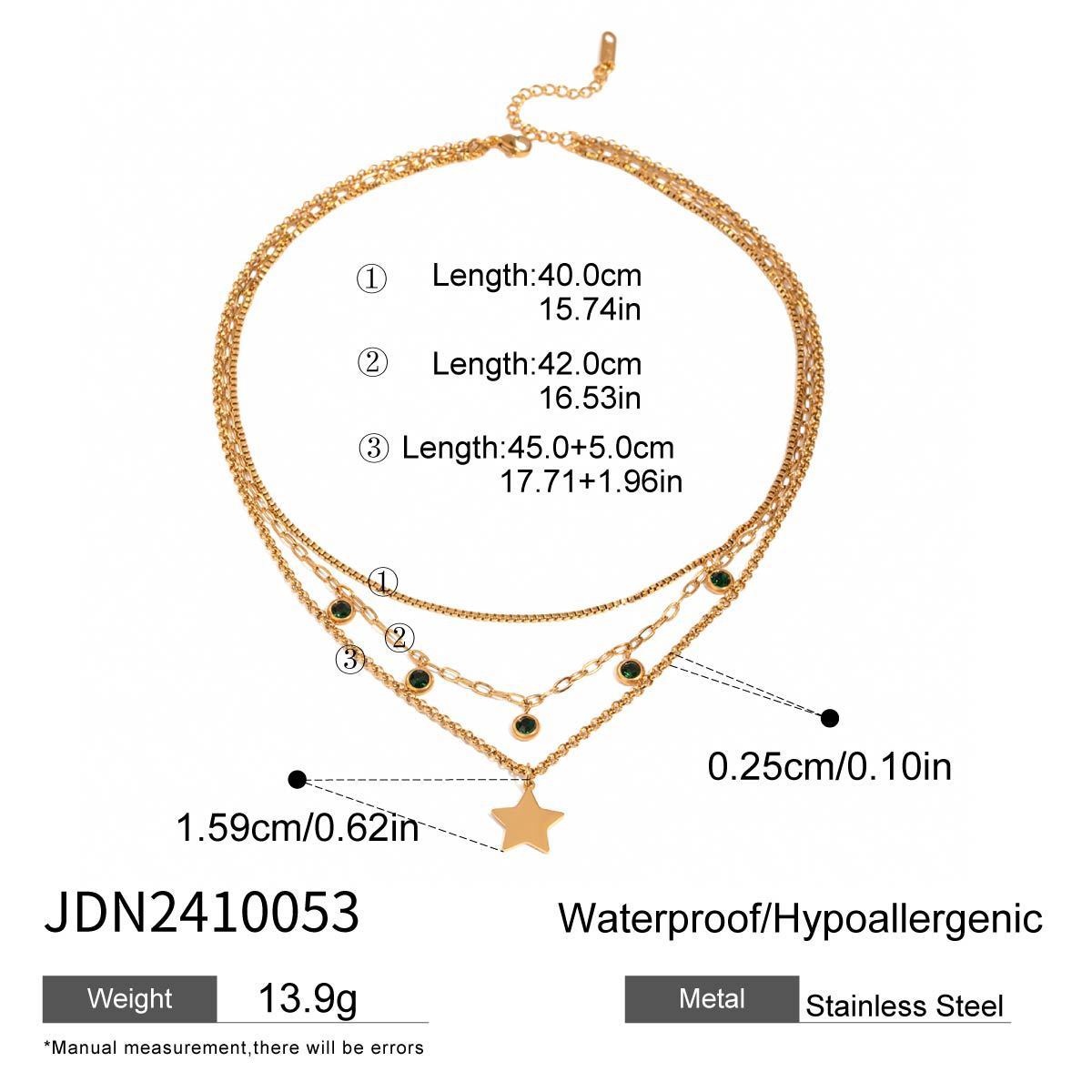 Stainless Steel Multi-layer Rhinestone Pendant Twin Necklace | Chic Boho Statement Jewellery | same ANTHEM - JDN2410053