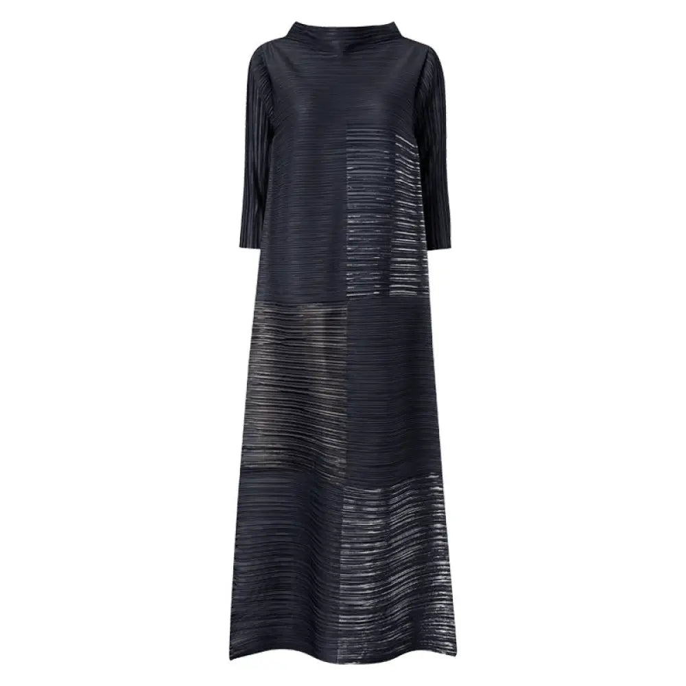 Stand Collar Gilded Loose Dress | same ANTHEM. - Black / One size