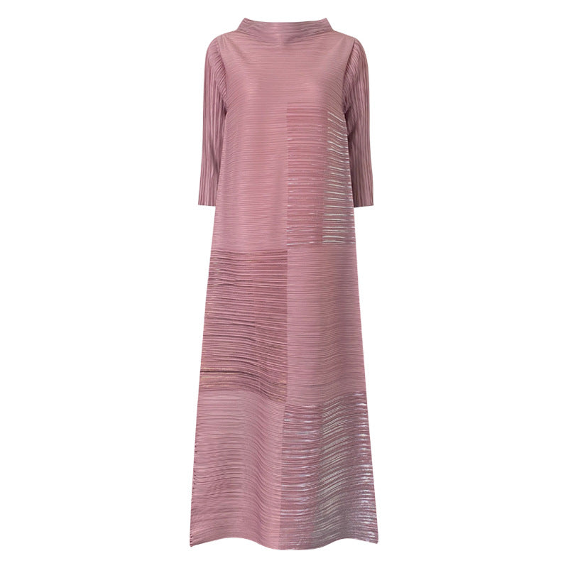 Stand Collar Gilded Loose Dress | same ANTHEM. - Pink / One size
