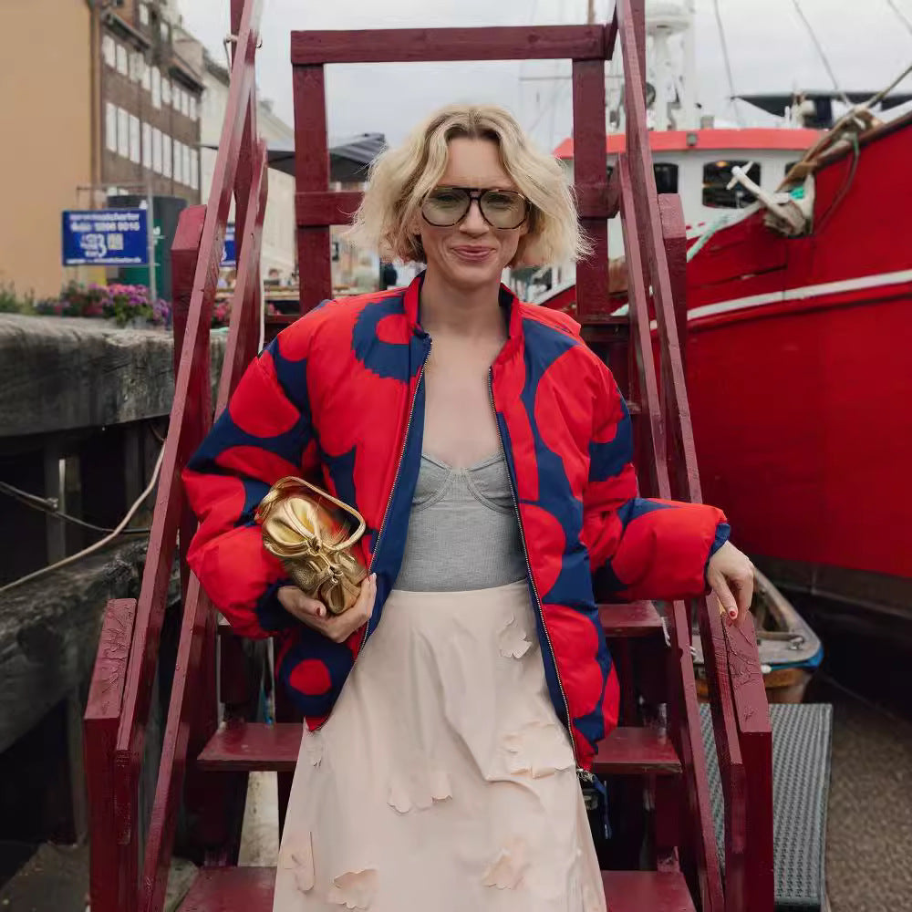 Standing Collar Pilot Jacket – Printed Cotton Chic | same ANTHEM