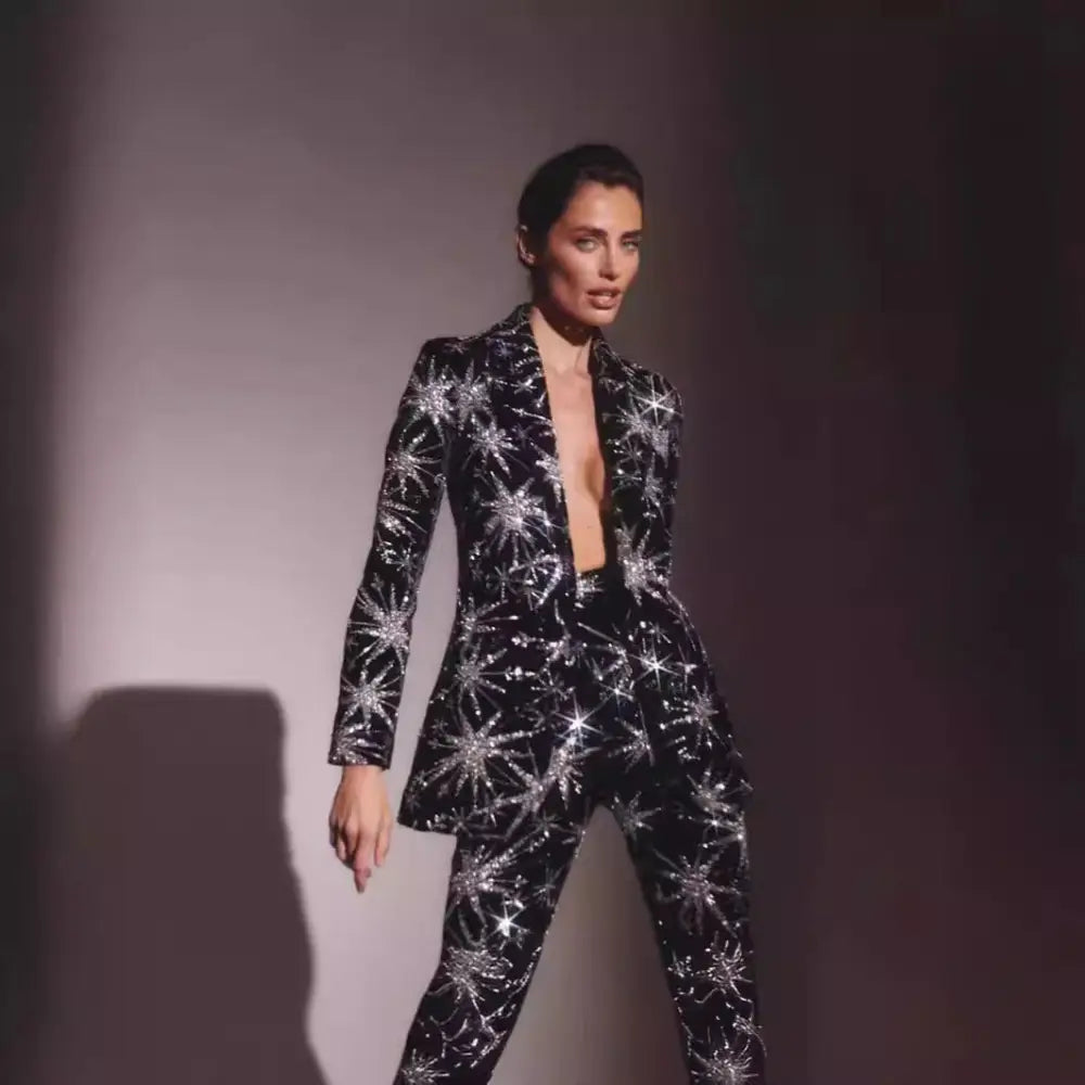 Fashion Women’s Suit Starfish Long Three-piece Suit - Bag