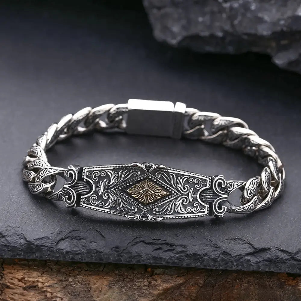 Sterling Silver Tang Grass Bracelet for Men – same ANTHEM. Statement Streetwear - 20cm / 925 Silver