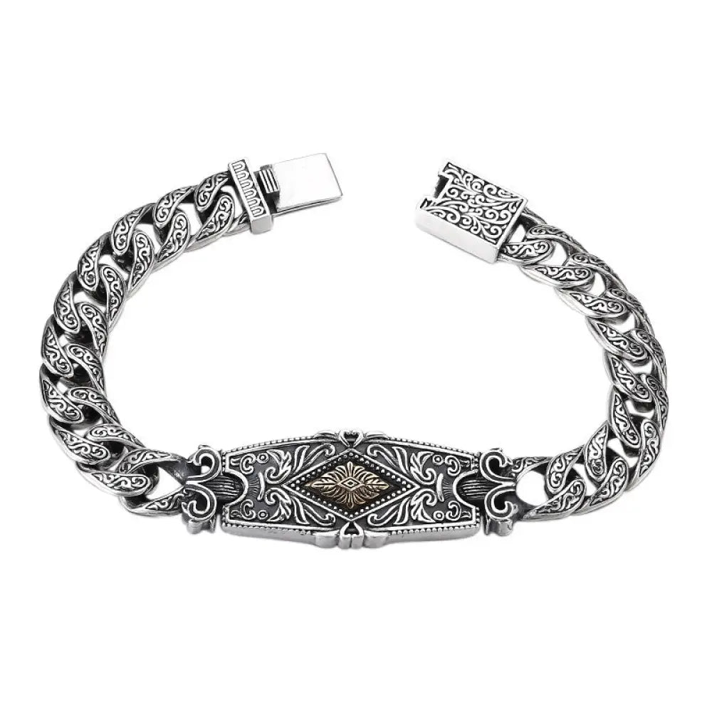 Sterling Silver Tang Grass Bracelet for Men – same ANTHEM. Statement Streetwear - 20cm / 925 Silver