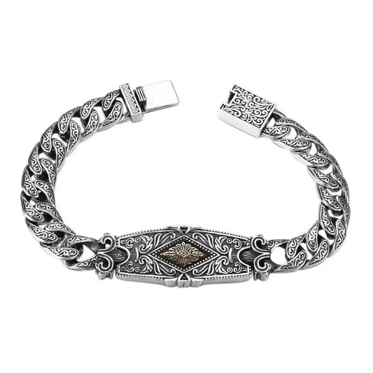Sterling Silver Tang Grass Bracelet for Men – same ANTHEM. Statement Streetwear - 20cm / 925 Silver