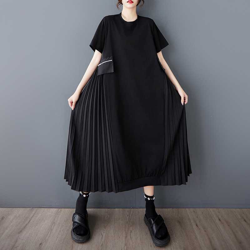 Stitching Temperament Short Sleeve Dress – Classy Casual for Soulmates | Same ANTHEM - Black / Free Size