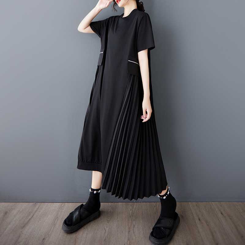 Stitching Temperament Short Sleeve Dress – Classy Casual for Soulmates | Same ANTHEM - Black / Free Size