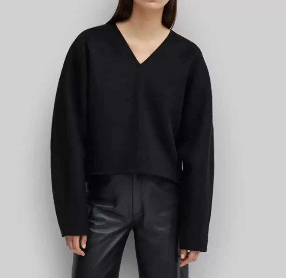 Straight Knitting Sweater | same ANTHEM. - Black / XXS