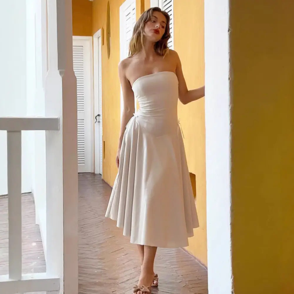 Strapless A-Line Vacation Dress – Soulmate Streetwear for Lovers & Besties same ANTHEM. - Apricot / S