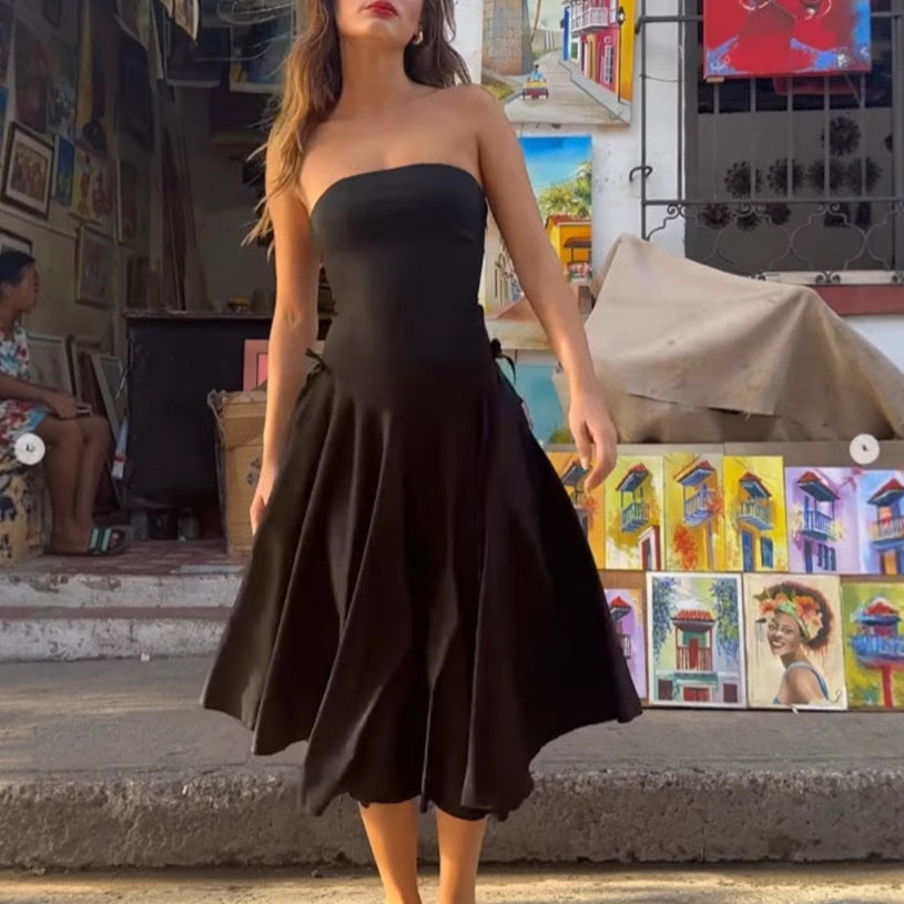 Strapless A-Line Vacation Dress – Soulmate Streetwear for Lovers & Besties same ANTHEM. - Black / S