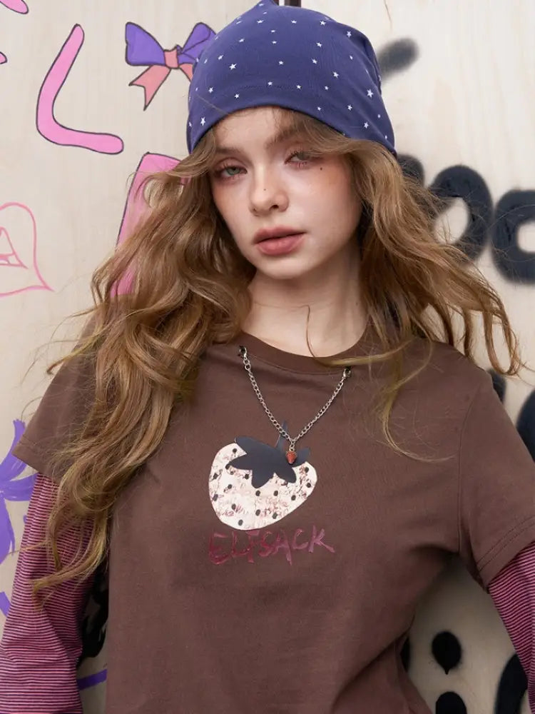 Strawberry Print Long Sleeve Se | same ANTHEM. - Top