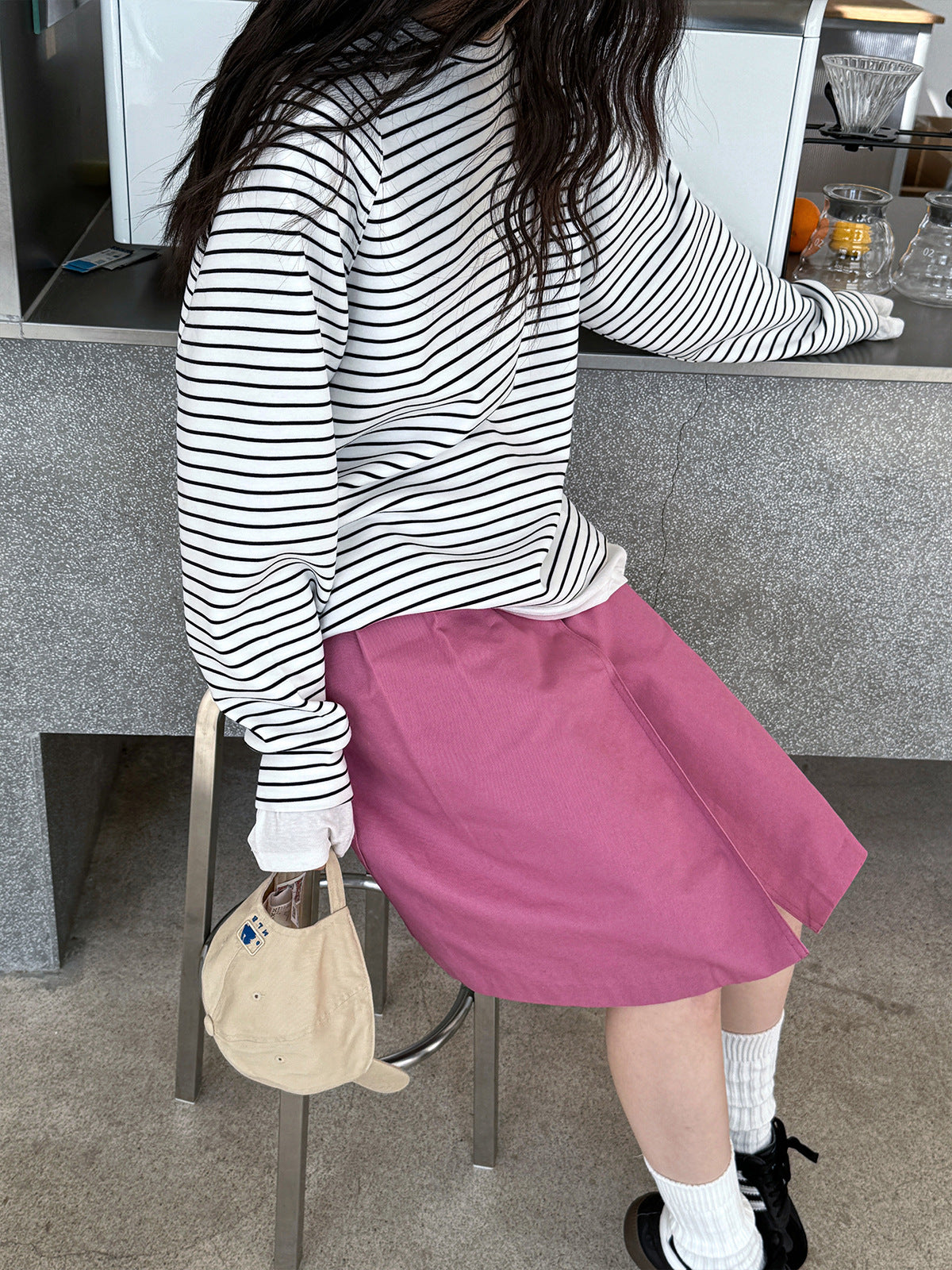 Striped Casual Sweatshirt – same ANTHEM | Dreamy Streetwear for Lovers & Soulmates - White stripes / M