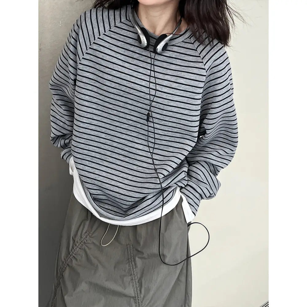 Striped Casual Sweatshirt – same ANTHEM | Dreamy Streetwear for Lovers & Soulmates