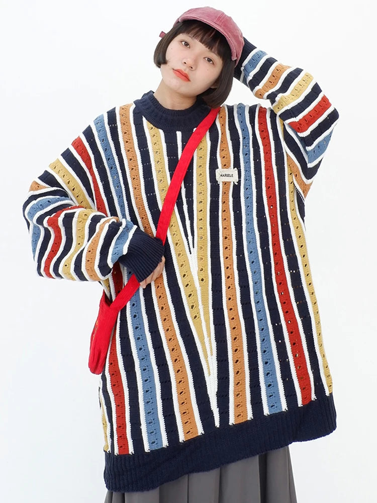 Striped Contrast Knit Pullover – same ANTHEM | French Chic Soulmate Sweater