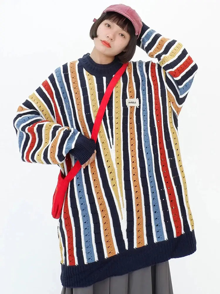 Striped Contrast Knit Pullover – same ANTHEM | French Chic Soulmate Sweater